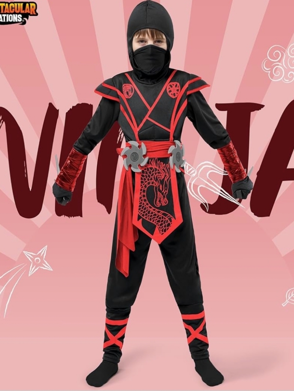Spooktacular Creations Ninja Kids Costume 10 Pc New